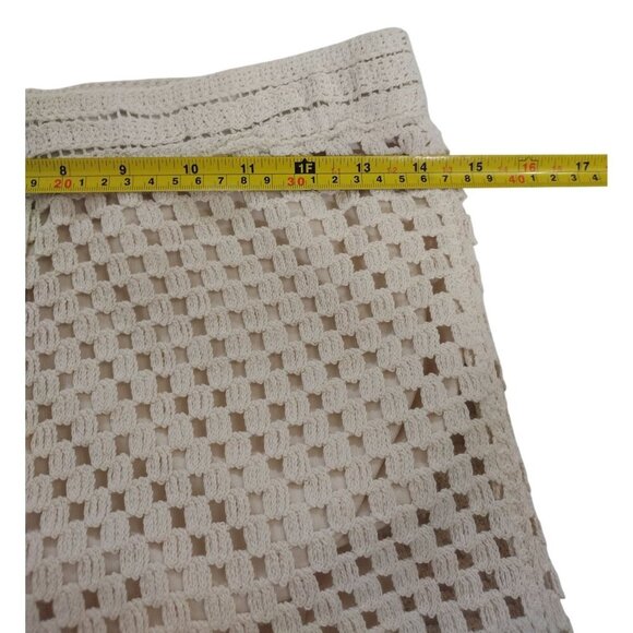 Women's wide leg crochet pants with contrast hem, bohemian style, size S. - Picture 7 of 8